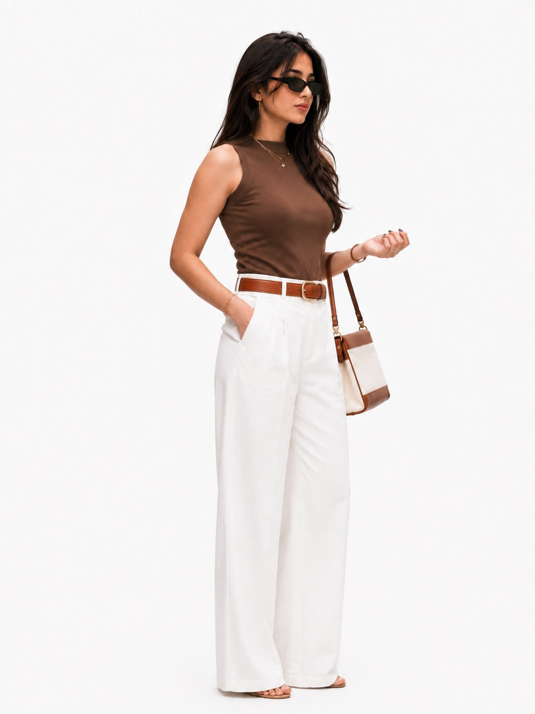 Mocha Ribbed Sleeveless Knit Top