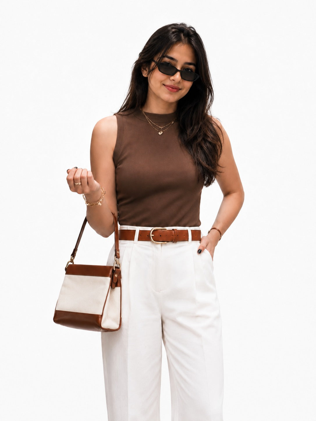 Mocha Ribbed Sleeveless Knit Top