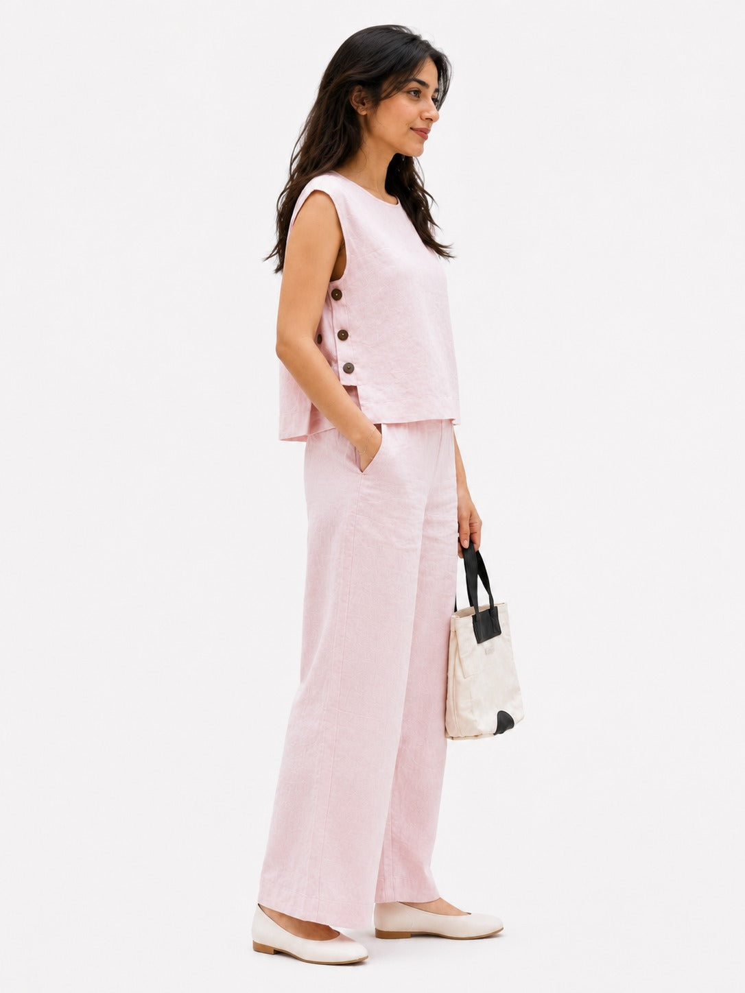 Blush Linen Sleeveless Co-Ord Set