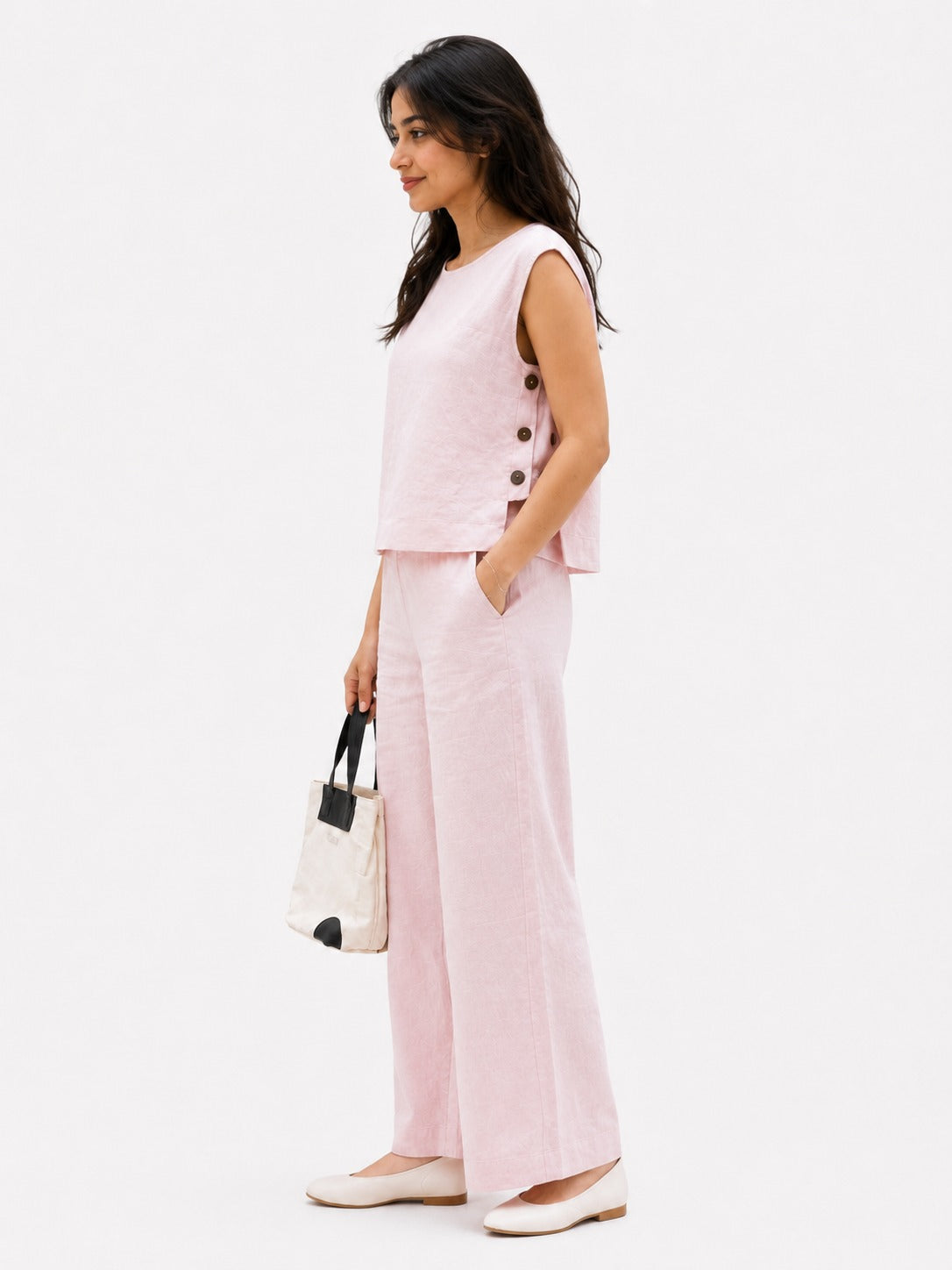Blush Linen Sleeveless Co-Ord Set