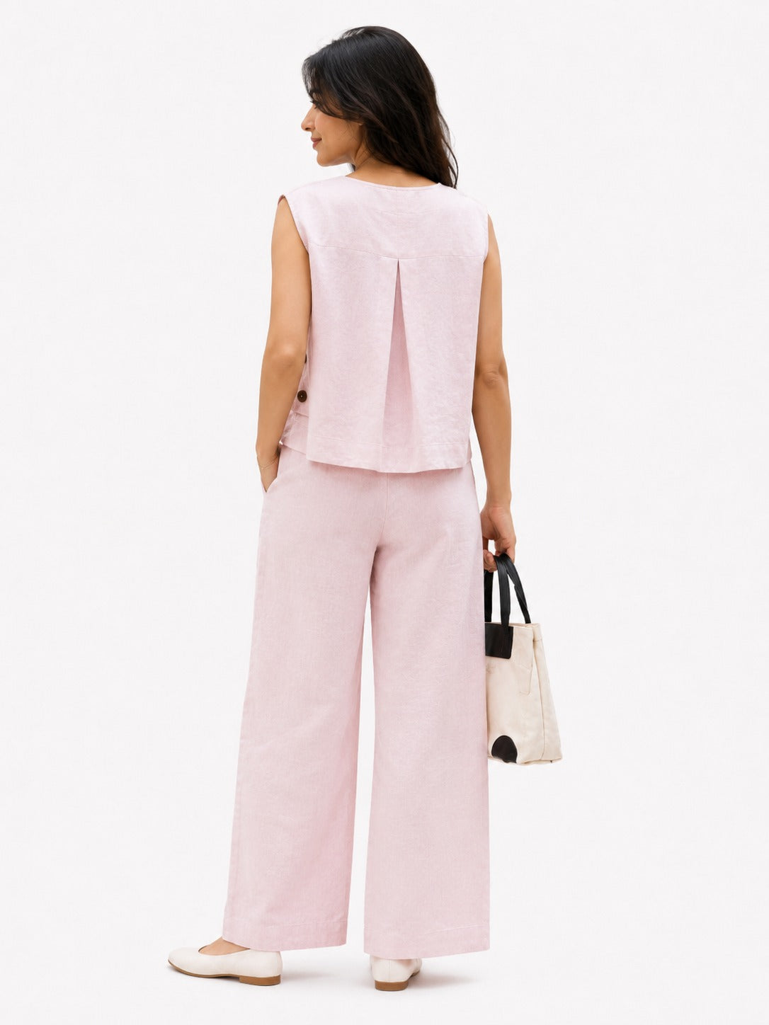 Blush Linen Sleeveless Co-Ord Set