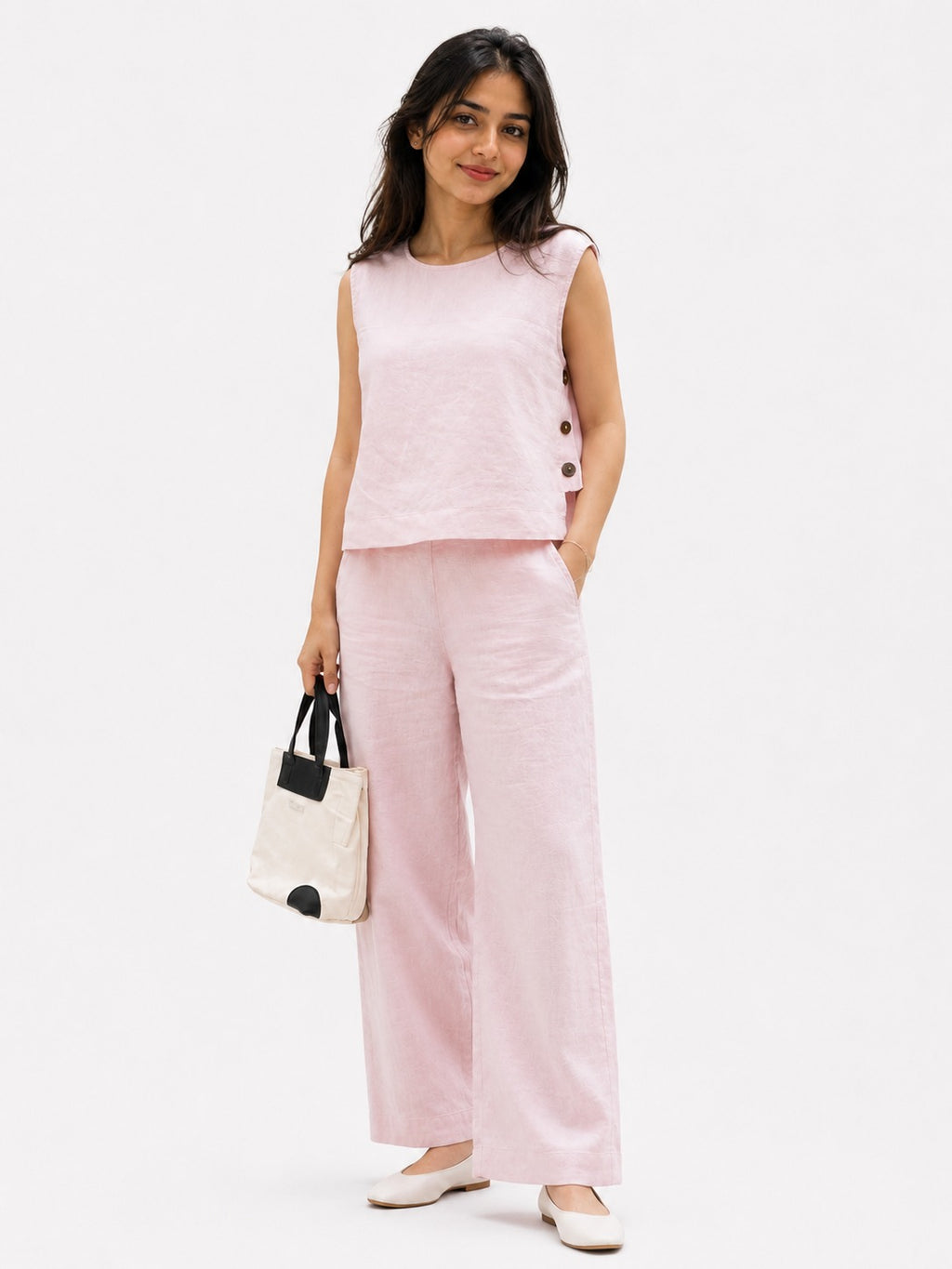 Blush Linen Sleeveless Co-Ord Set