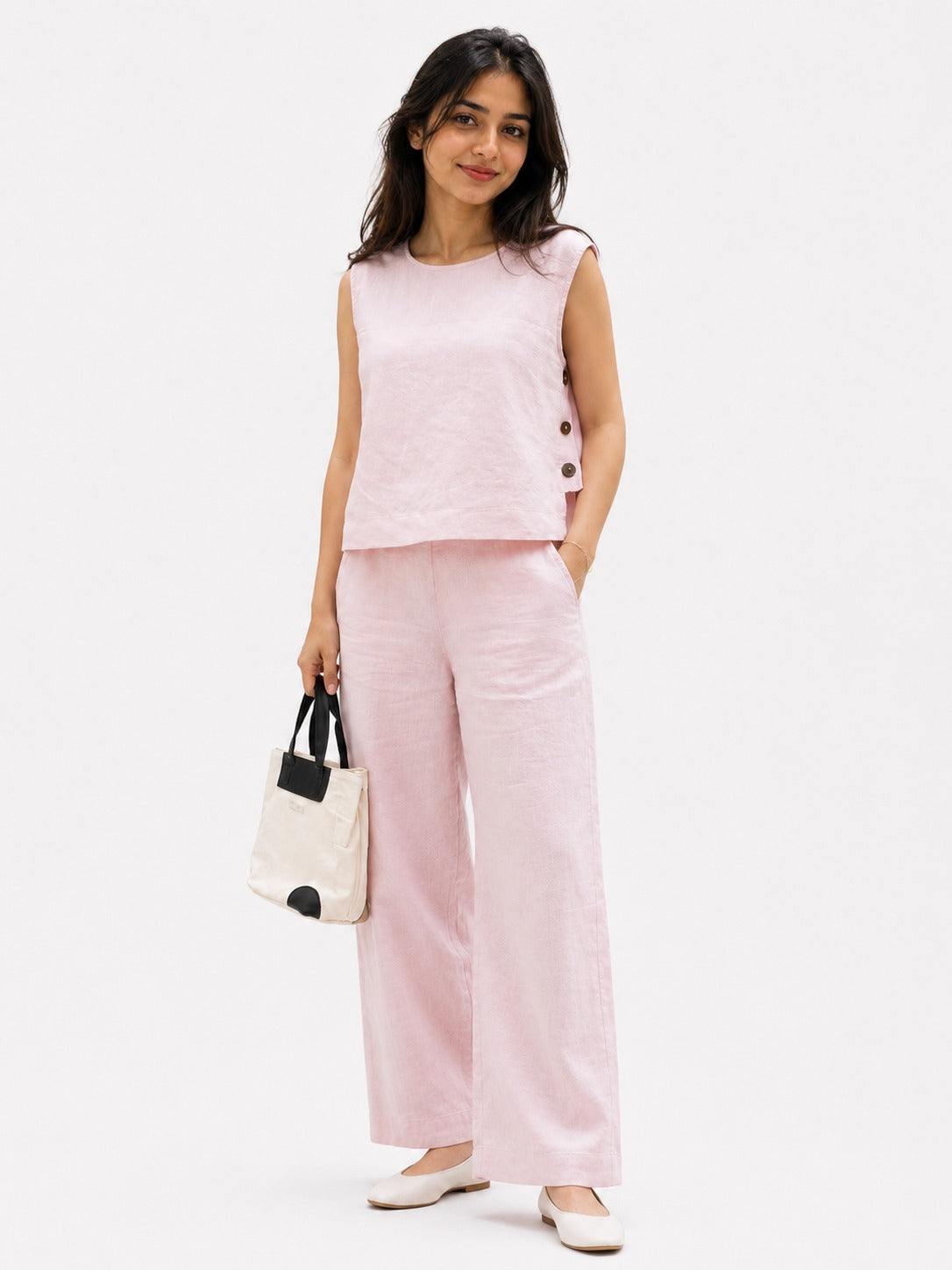 Blush Linen Sleeveless Co-Ord Set