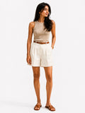 Sand Ribbed Sleeveless Knit Top