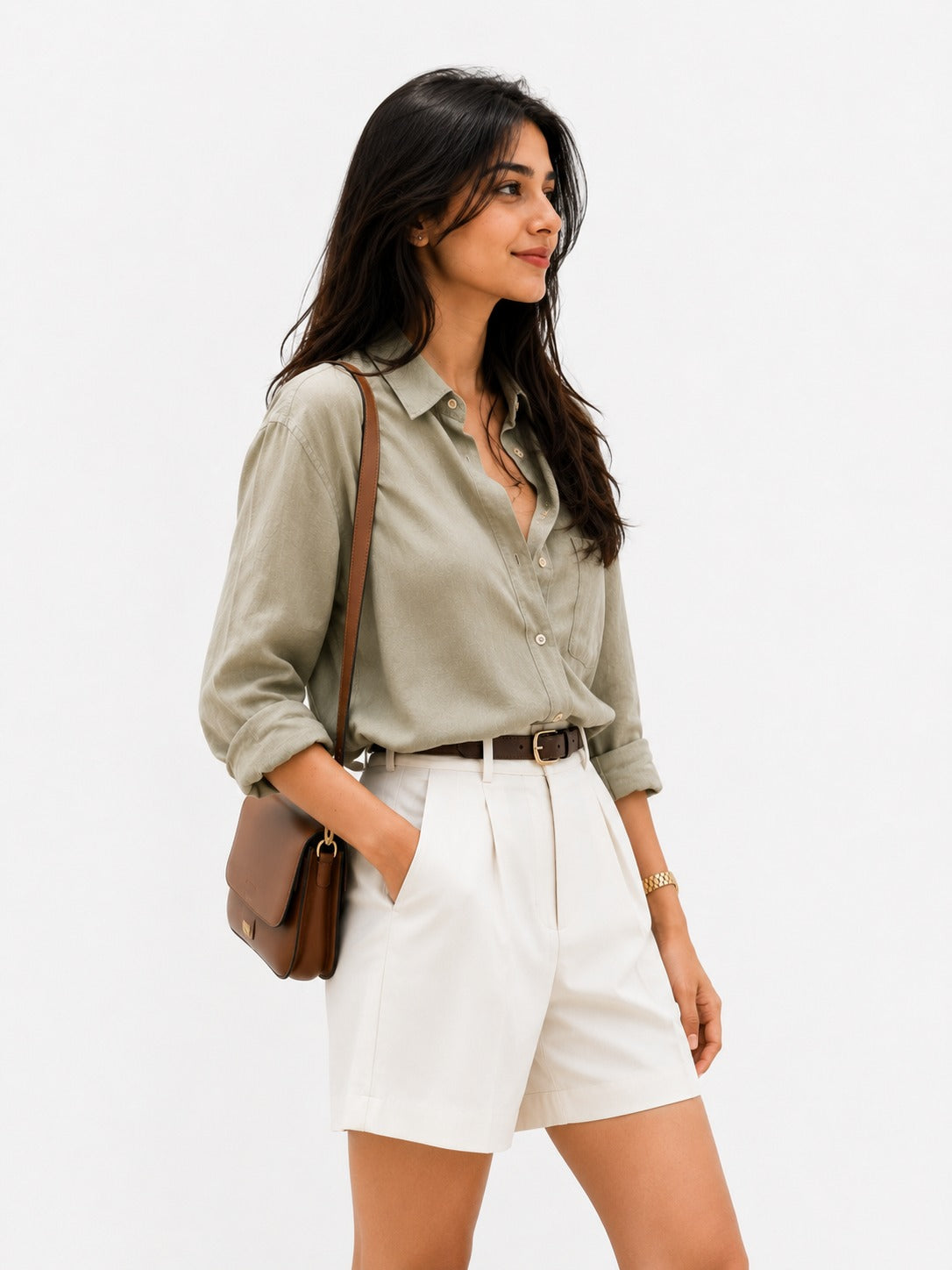Sage Relaxed Linen Shirt & Tailored Shorts Co-Ord Set