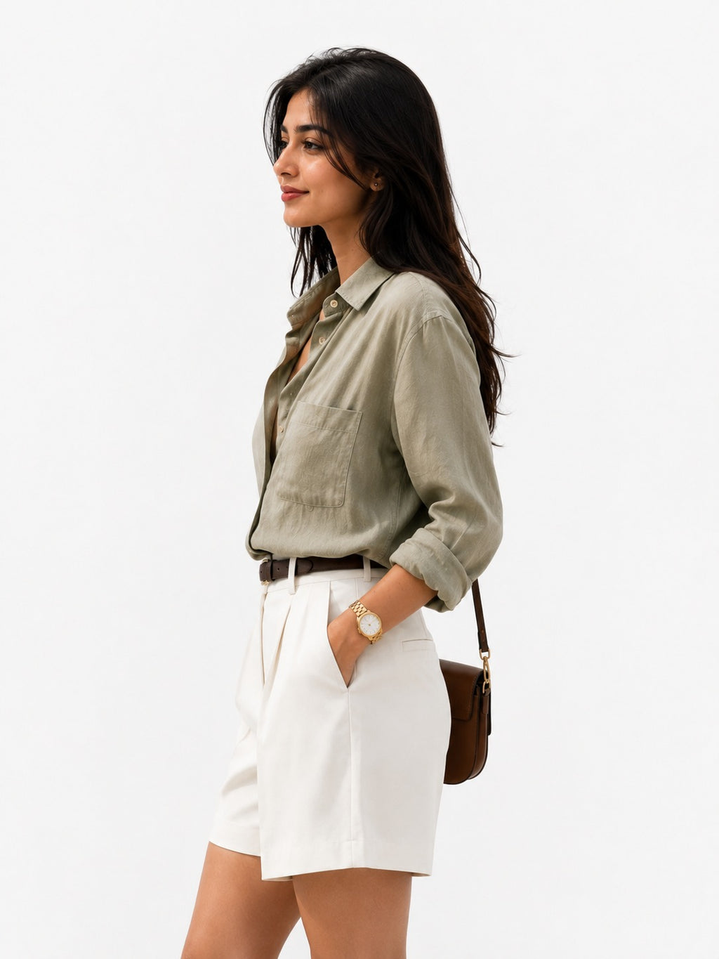 Sage Relaxed Linen Shirt & Tailored Shorts Co-Ord Set