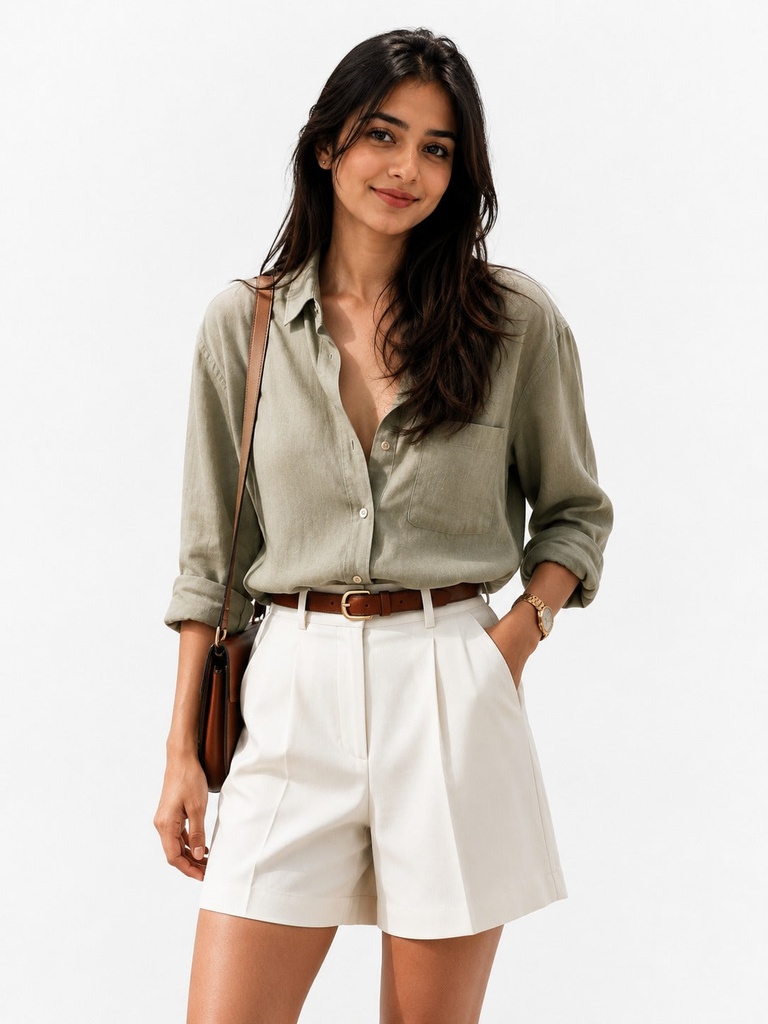 Sage Relaxed Linen Shirt & Tailored Shorts Co-Ord Set